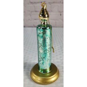 Mercury Glass Light Up Flickering Candle Ornament Teal Green And Gold NEW!